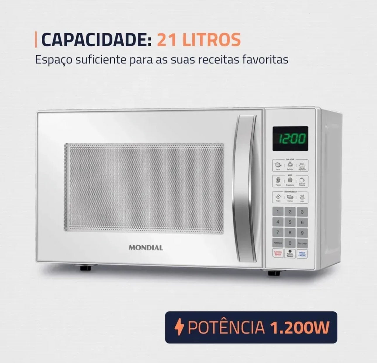 MICRO-ONDAS MONDIAL 21L 1200W + BRINDE EXCLUSIVO - ÚLTIMAS UNIDADES!🚨