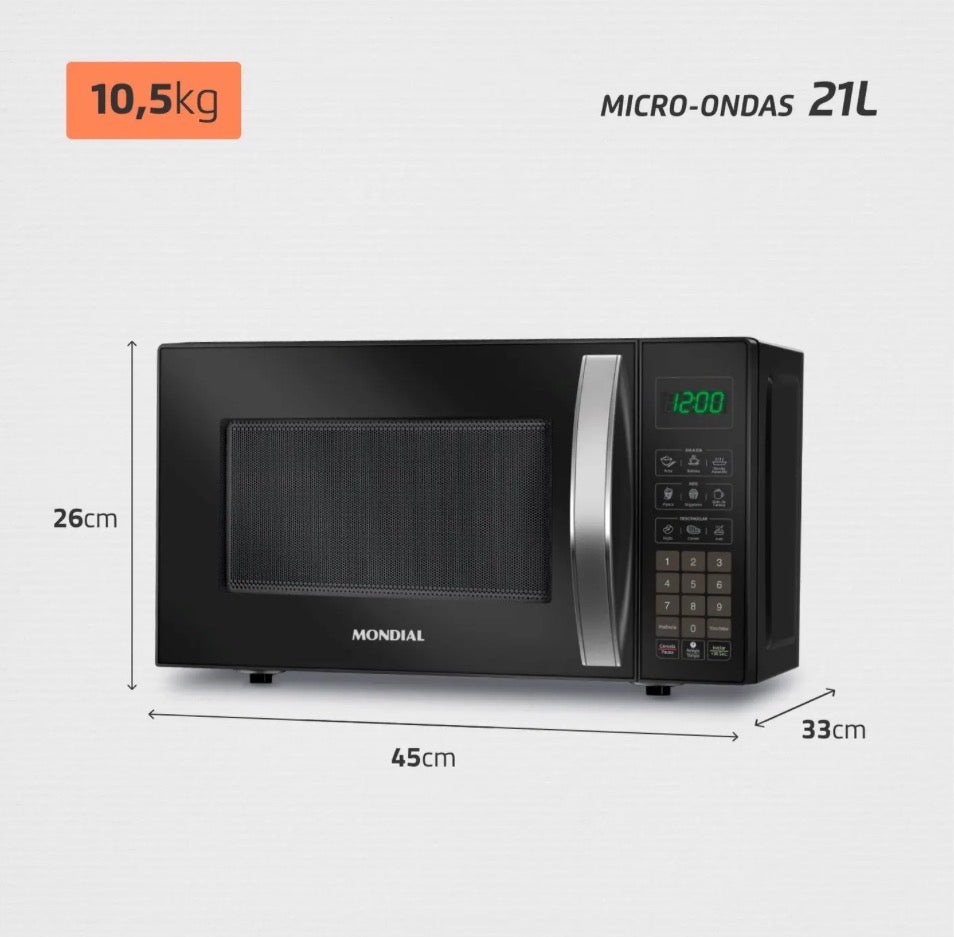 MICRO-ONDAS MONDIAL 21L 1200W + BRINDE EXCLUSIVO - ÚLTIMAS UNIDADES!🚨