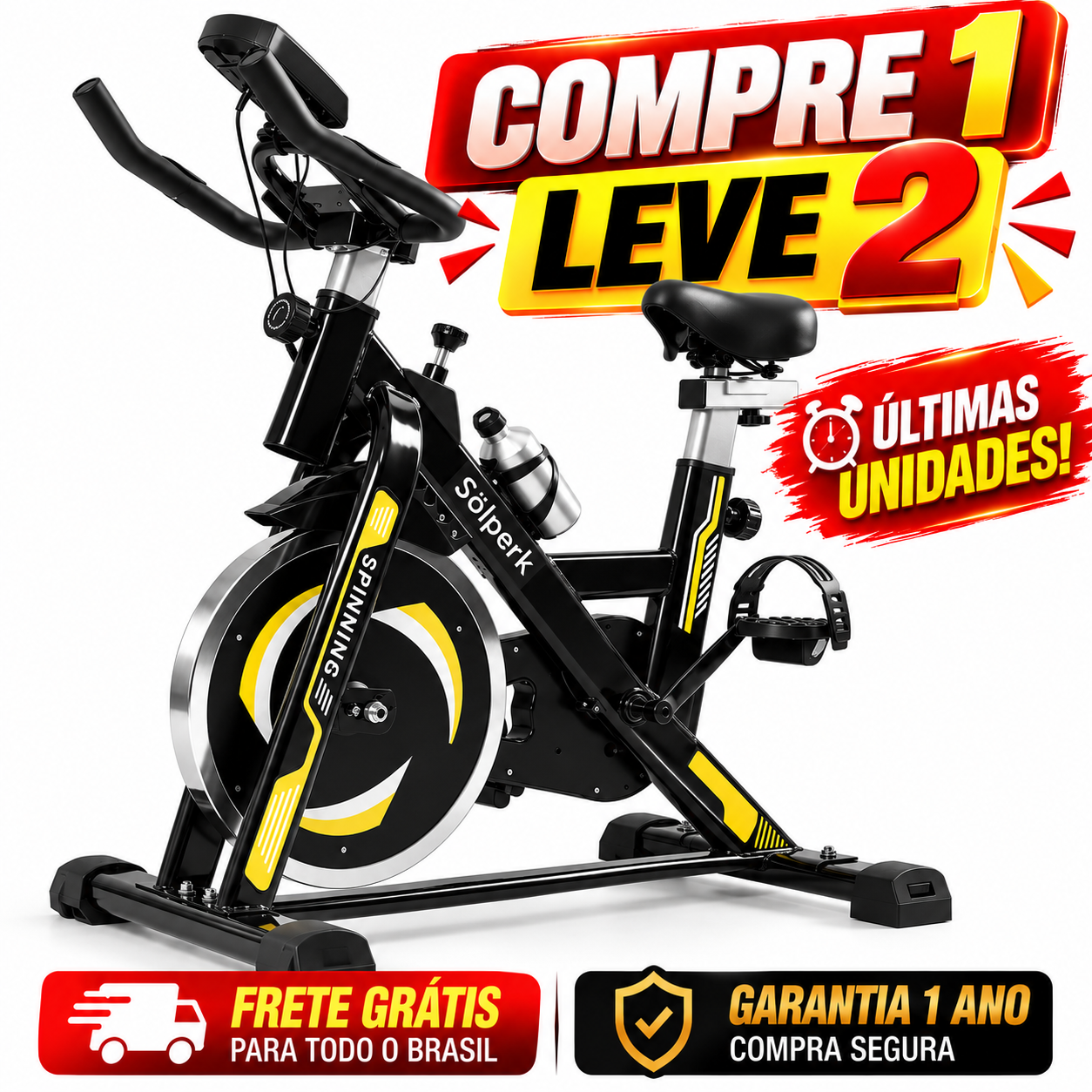🚨 COMPRE 1 E LEVE 2! 🔥 BIKE ERGOMÉTRICA FITNESS + KIT TREINO FUNCIONAL E GARRAFA DE BRINDE 🎁