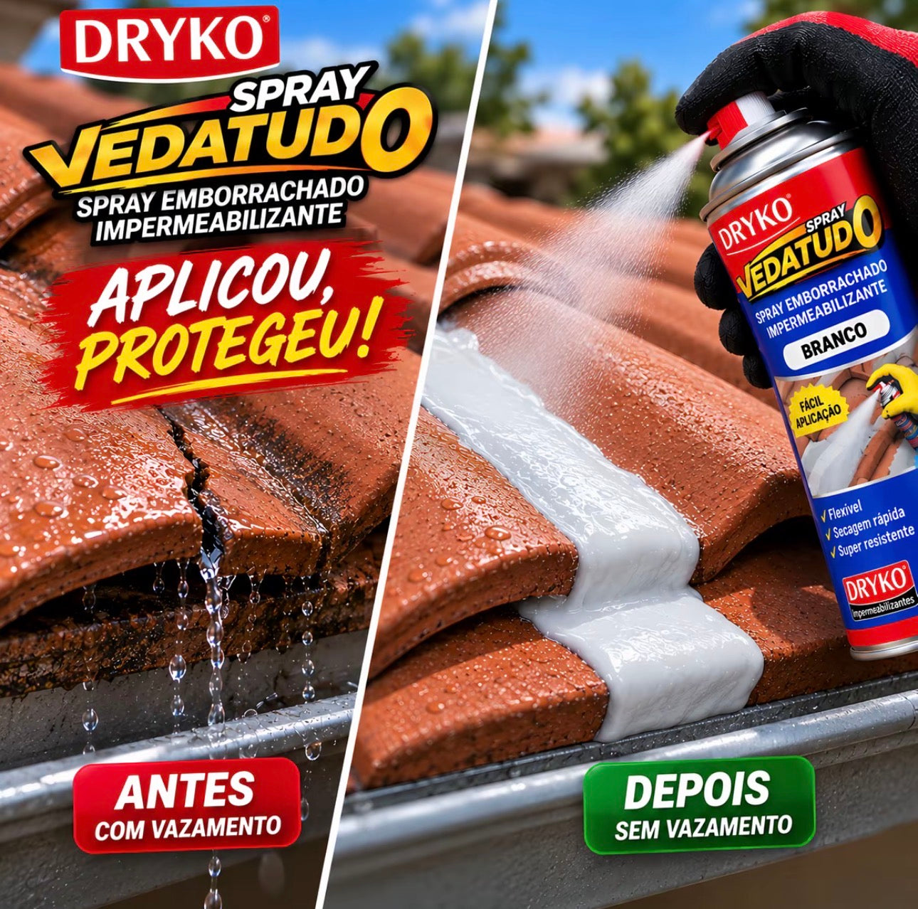 🚨 KIT COMPLETO 5 CORES – LEVE TODOS OS SPRAYS VEDATUDO IMPERMEABILIZANTE 400ML + LUVAS, ESPÁTULA E FITA VEDA TRINCA 🔥