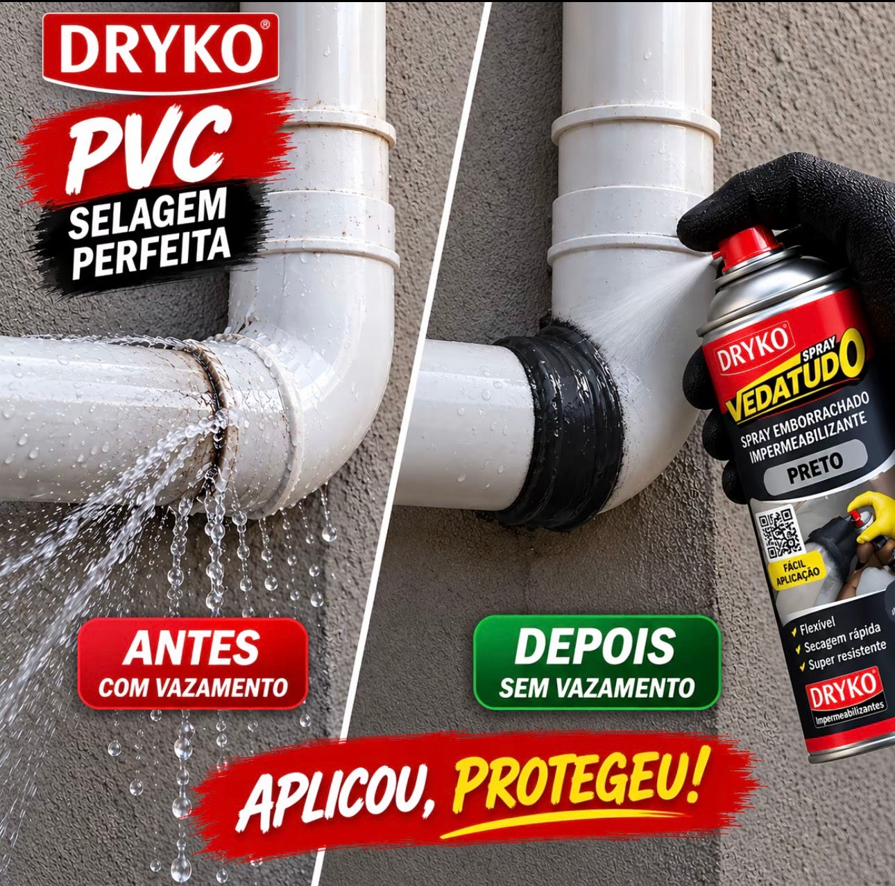 🚨 KIT COMPLETO 5 CORES – LEVE TODOS OS SPRAYS VEDATUDO IMPERMEABILIZANTE 400ML + LUVAS, ESPÁTULA E FITA VEDA TRINCA 🔥
