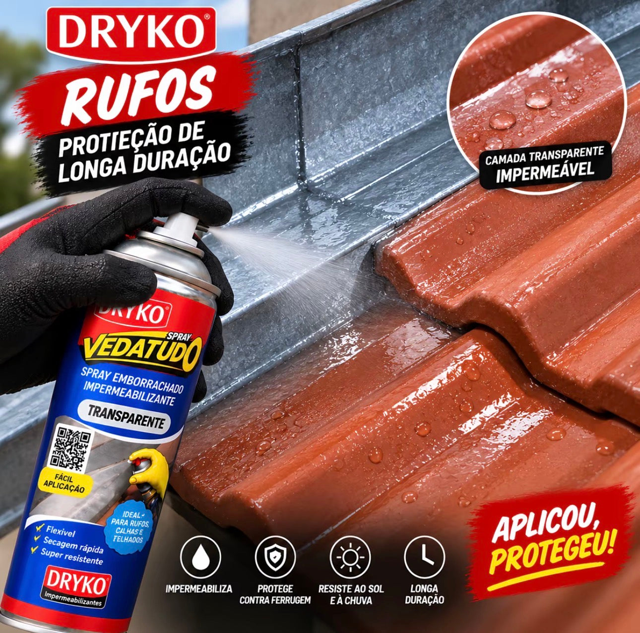 🚨 KIT COMPLETO 5 CORES – LEVE TODOS OS SPRAYS VEDATUDO IMPERMEABILIZANTE 400ML + LUVAS, ESPÁTULA E FITA VEDA TRINCA 🔥