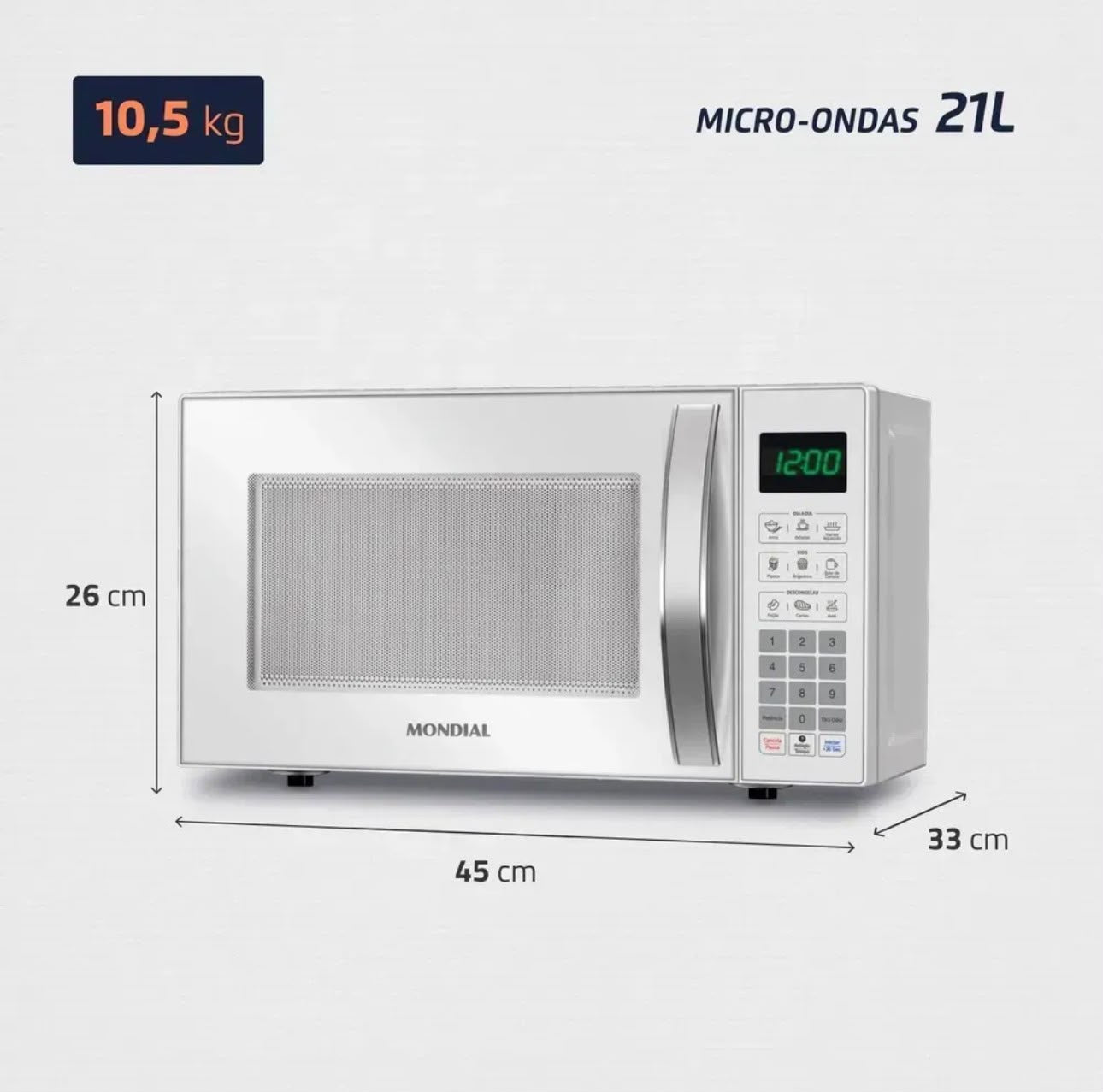 MICRO-ONDAS MONDIAL 21L 1200W + BRINDE EXCLUSIVO - ÚLTIMAS UNIDADES!🚨