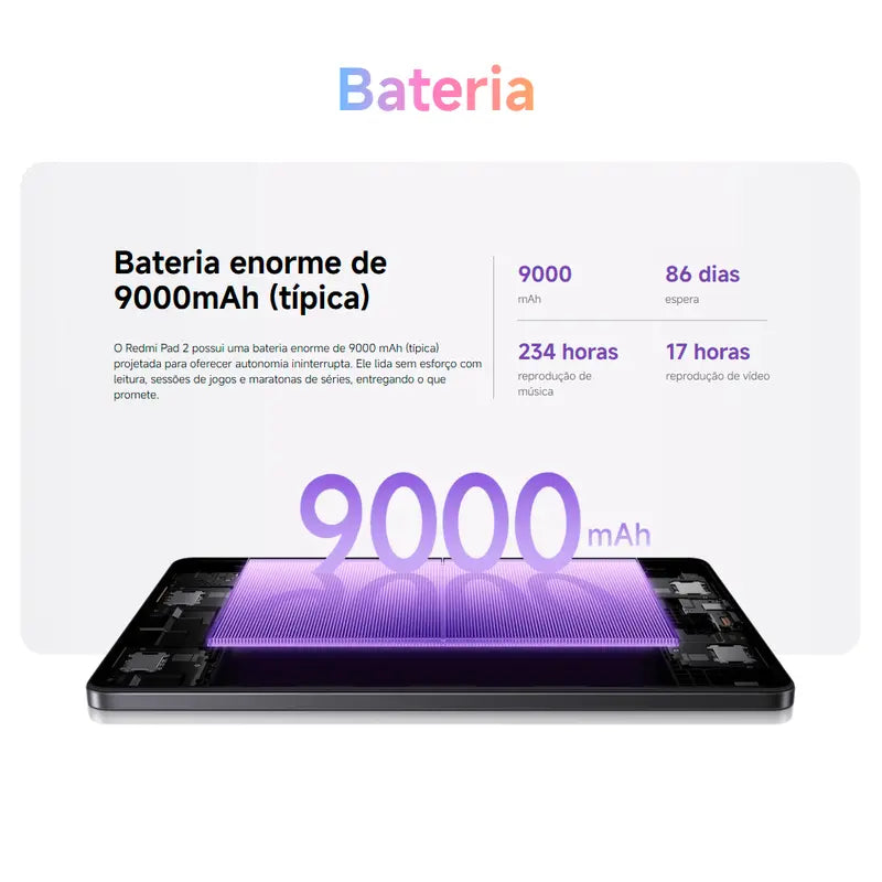 Tablet Xiaomi Redmi Pad 2 128GB 256GB Tela LCD 11" polegadas  (carregador incluído) - ÚLTIMAS 19 UNIDADES!🚨