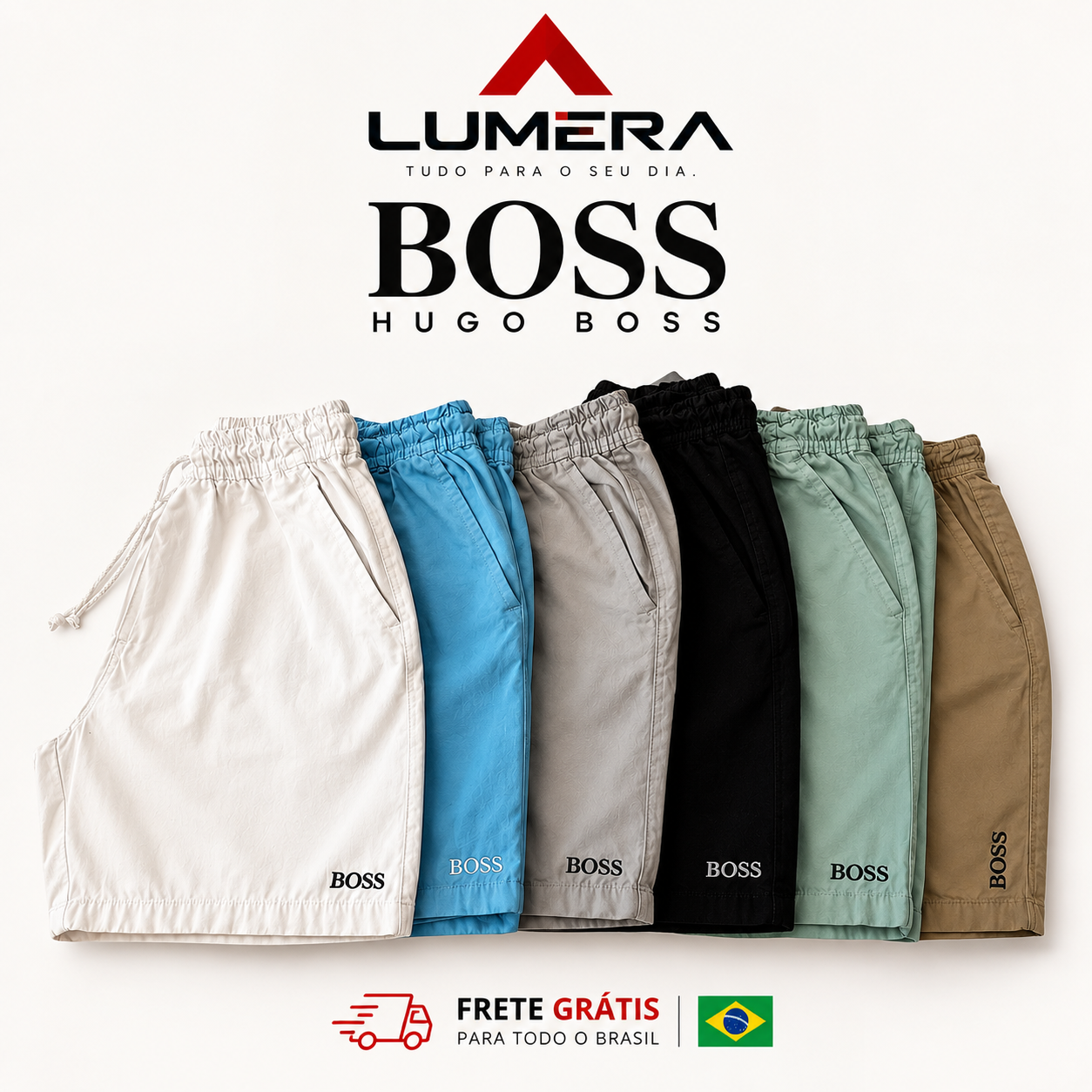 🚨[LEVE 6, PAGUE 3] KIT 6 SHORTS MAURICINHO HUGO BOSS + ÓCULOS DE BRINDE 🎁 !! QUEIMA DE ESTOQUE RESTAM APENAS 20 UNIDADES 🔥🔥