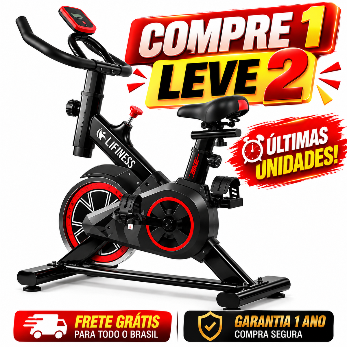 🚨 COMPRE 1 E LEVE 2! 🔥 BIKE ERGOMÉTRICA FITNESS + KIT TREINO FUNCIONAL E GARRAFA DE BRINDE 🎁