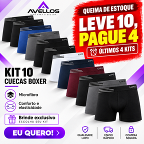🚨 [LEVE 10, PAGUE 4] KIT 10 CUECAS BOXER LUPO + NECESSAIRE MASCULINA DE BRINDE 🎁 | QUEIMA DE ESTOQUE: ÚLTIMOS 4 KITS DISPONÍVEIS 🔥