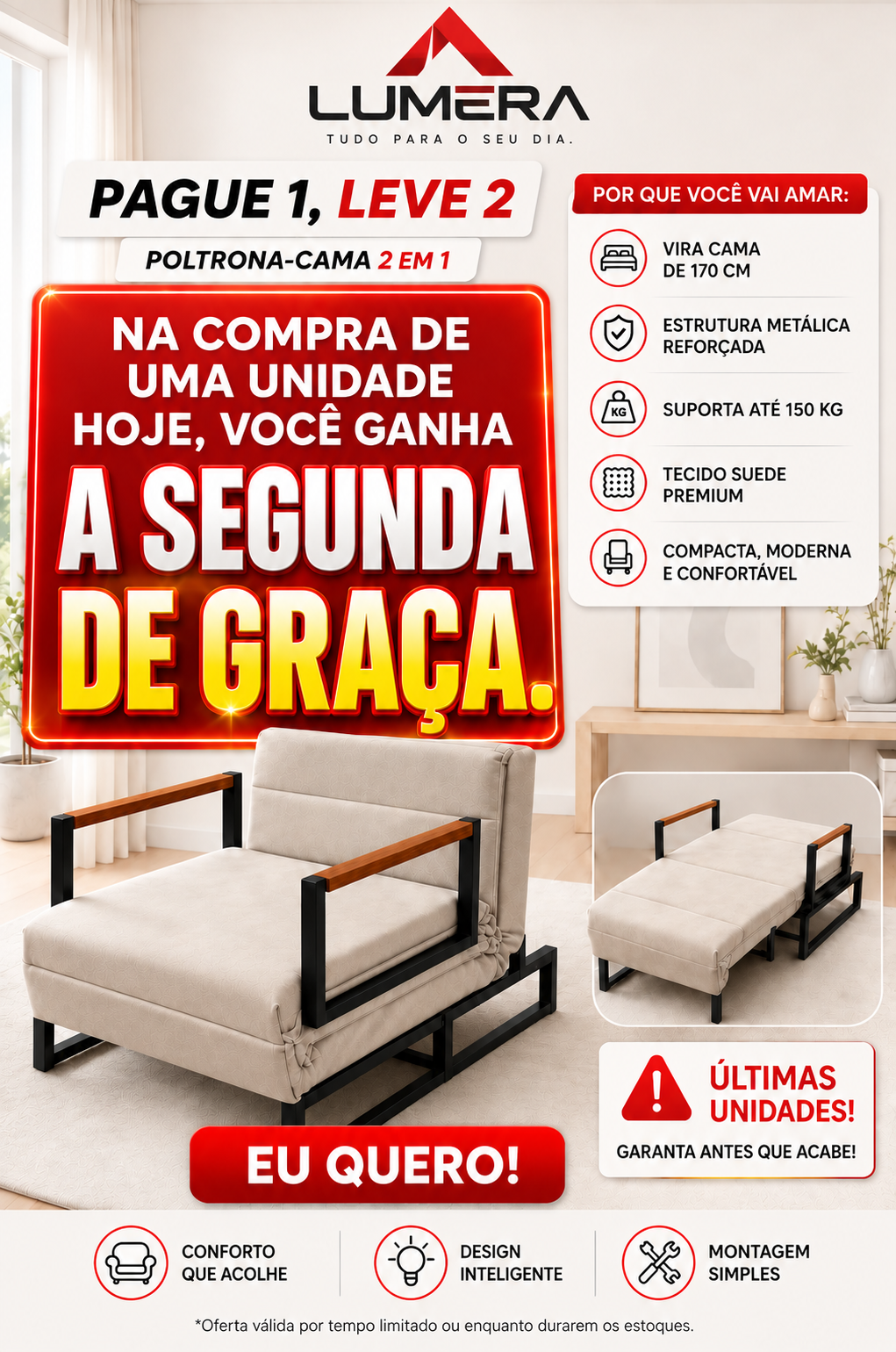 🚨 LEVE 2 POLTRONAS-CAMA PAGANDO APENAS 1! CONFORTO EM DOBRO + BRINDES EXCLUSIVOS. GARANTA JÁ AS SUAS! 🔥