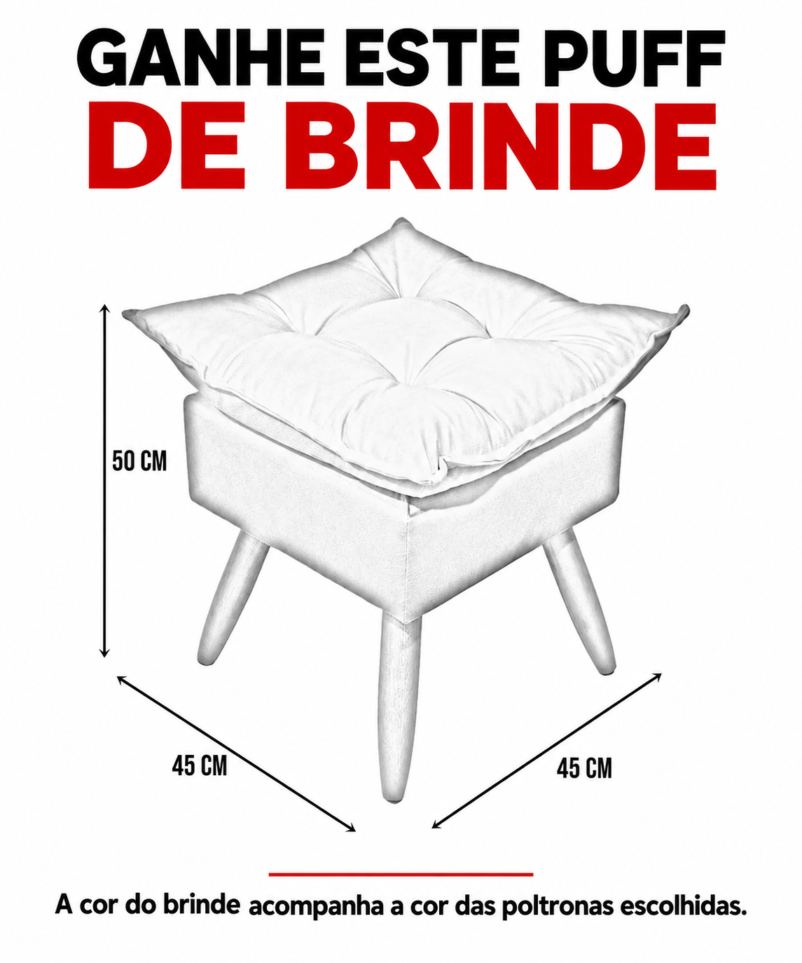 Kit 2 Poltronas Opala Estofadas Design Moderno Sala de Estar + Brinde exclusivo - Puff
