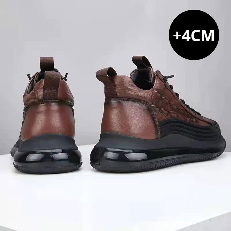 Tênis Masculino Estilo Couro De Crocodilo + Relogio de Brinde [Black-Friday]